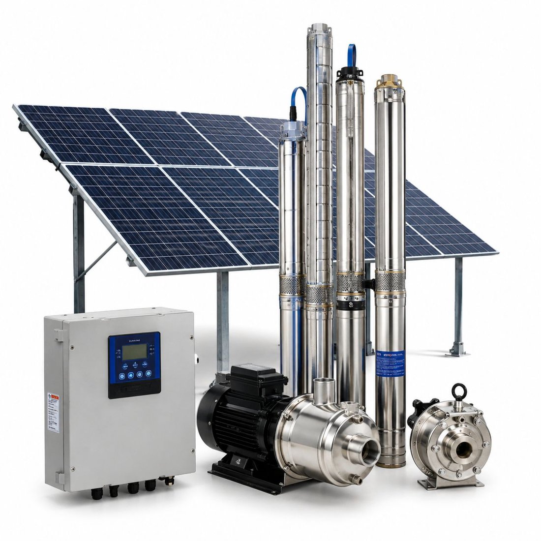 Solar pump sets, controller and mounting